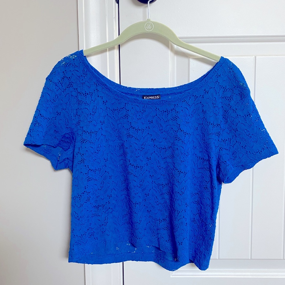 Women’s Express Lace Crop Top Blue Size Medium